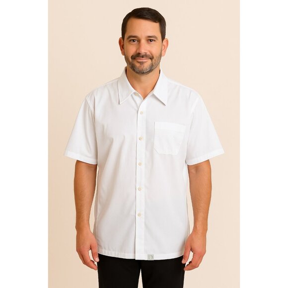 Chef Works White Short Sleeve Button-Down Shirt – Size XL – 65/35 Poly Cotton - Picture 7 of 7